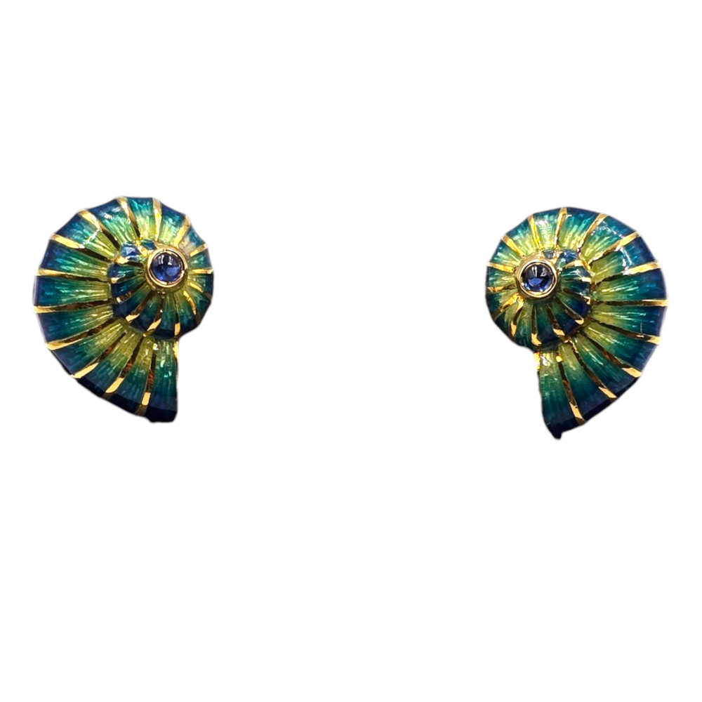 Emaille-Manschettenknöpfe in Nautilus-Form