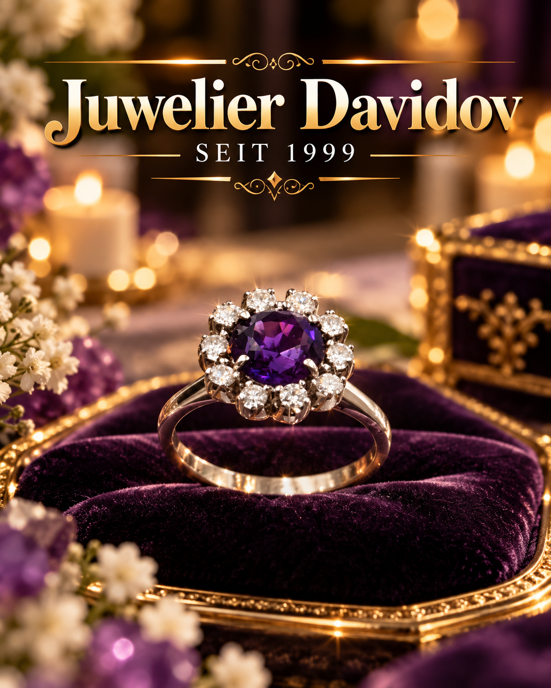 Ring mit Amethyst und Diamanten