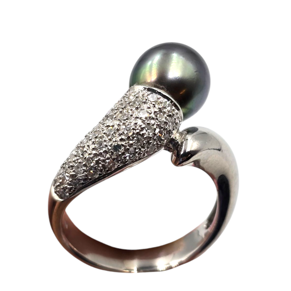 Ring mit Perle und Diamanten – Bild 2