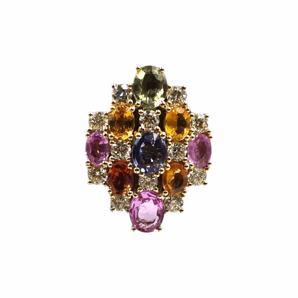 Ohrringe mit bunten Saphiren und Diamanten