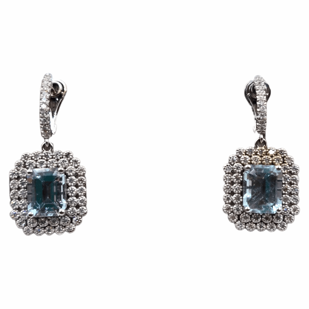Aquamarin Ohrringe mit Brillanten