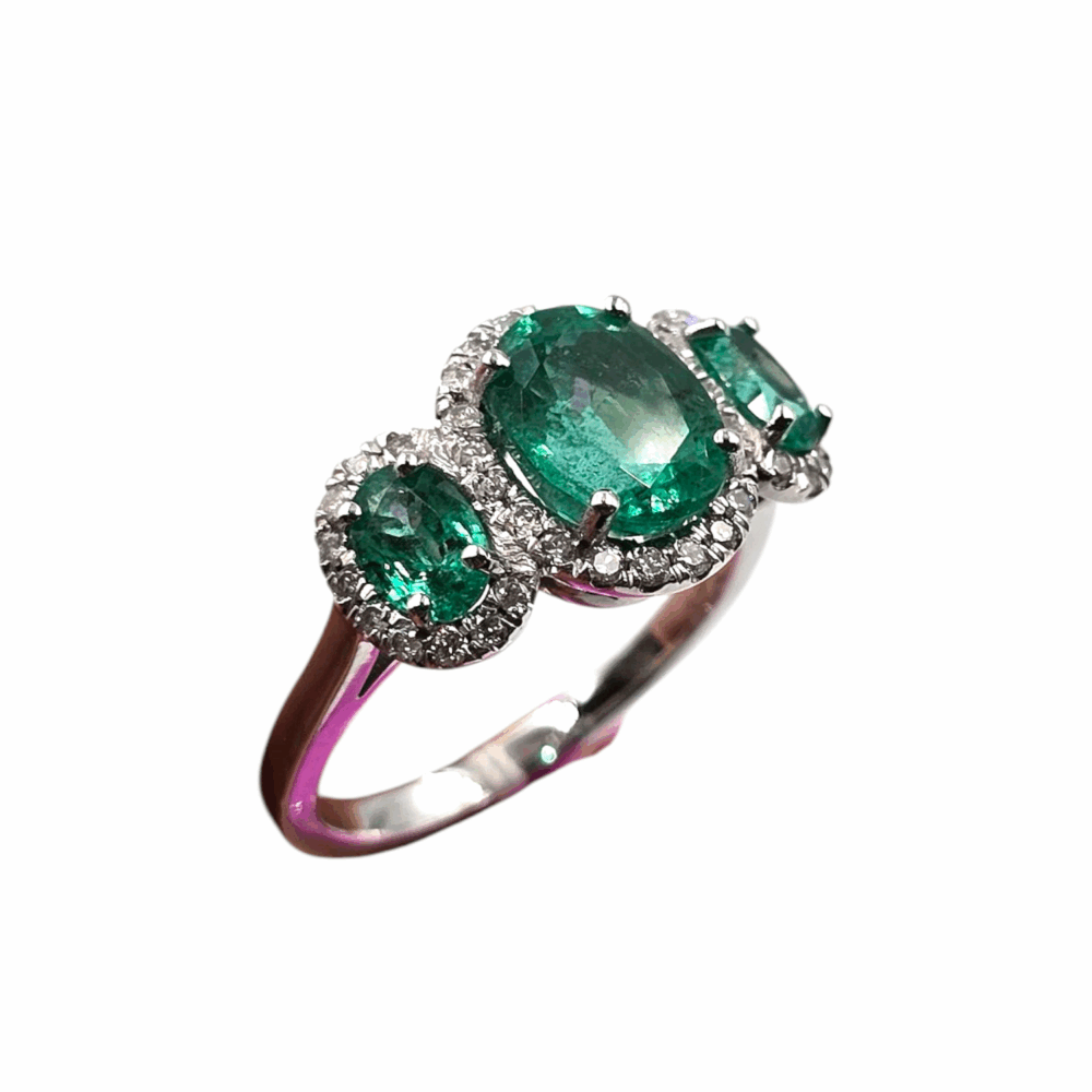 Smaragd Ring mit Diamanten – Bild 2