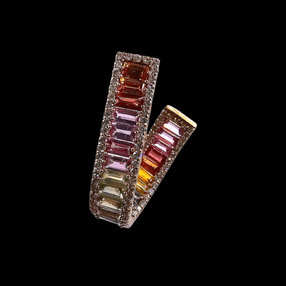 Elegante Regenbogen-Ohrringe mit Diamantbesatz – Bild 2