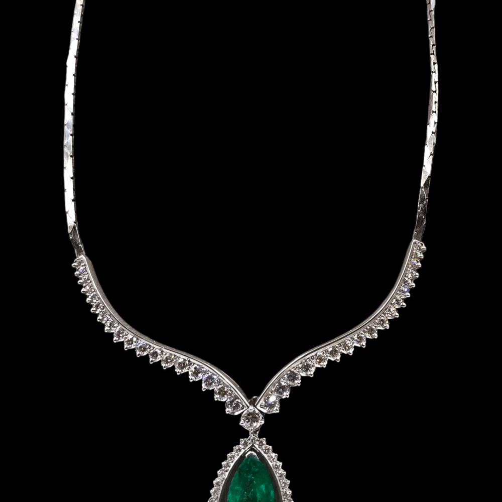 Smaragd Collier mit Diamanten – Bild 2