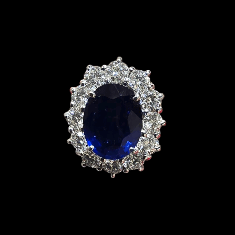 Saphir Ohrringe mit Diamanten – Bild 2