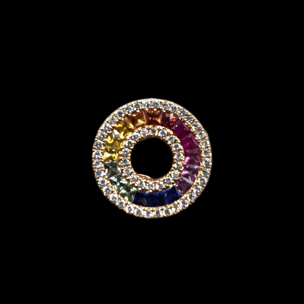 Multicolour-Saphir Ohrstecker mit Diamanten – Bild 2