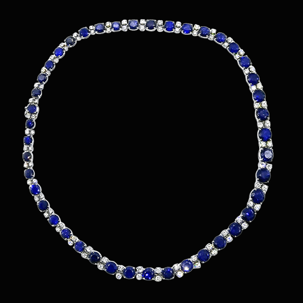 Collier mit blauen Saphiren & Diamanten mit GLA Gutachten