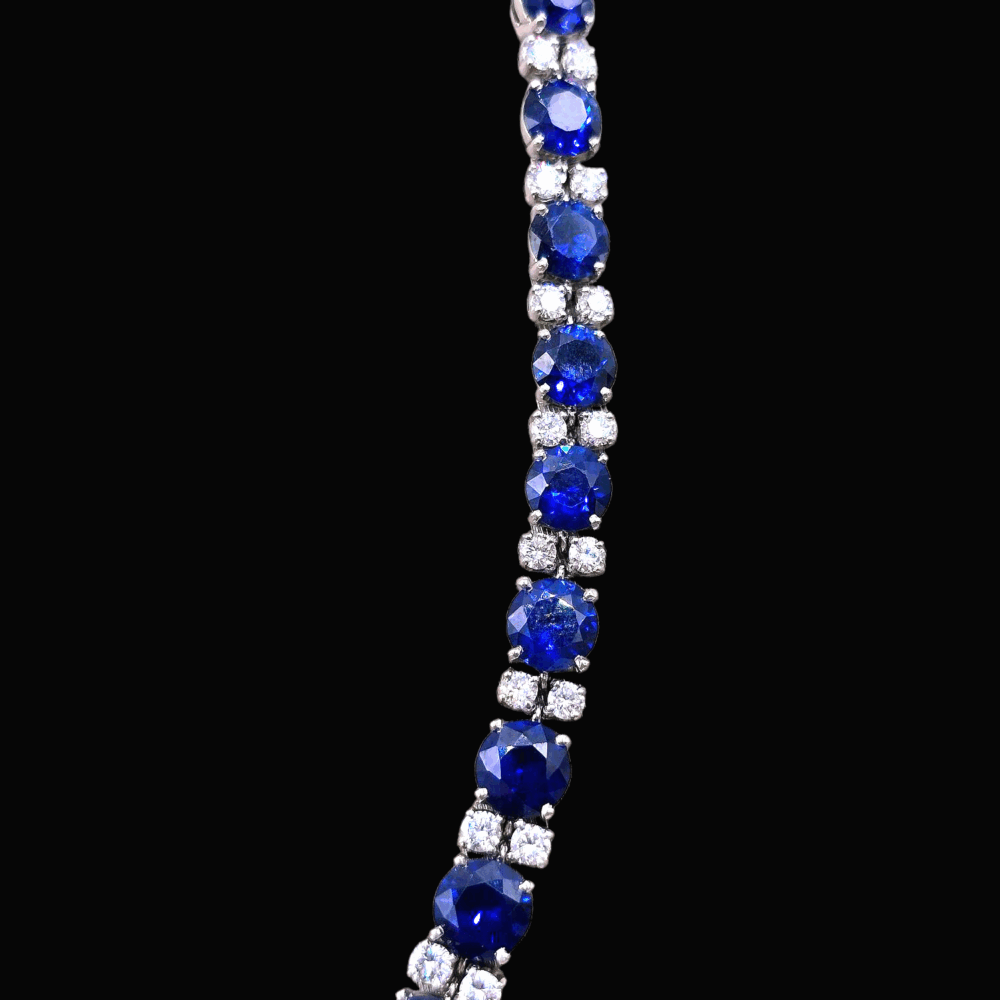 Collier mit blauen Saphiren & Diamanten mit GLA Gutachten – Bild 2
