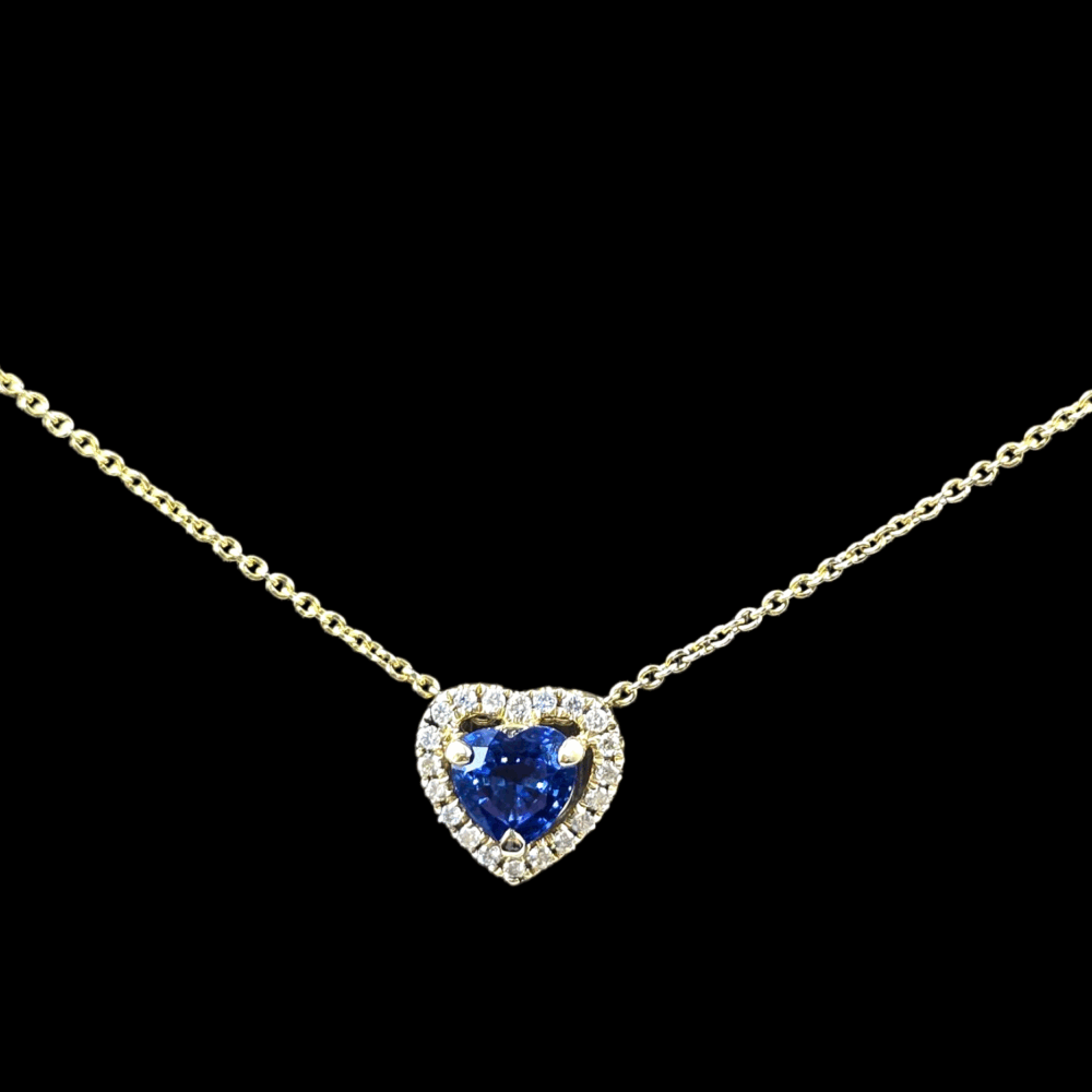 Herzförmiges Saphir-Diamant-Collier