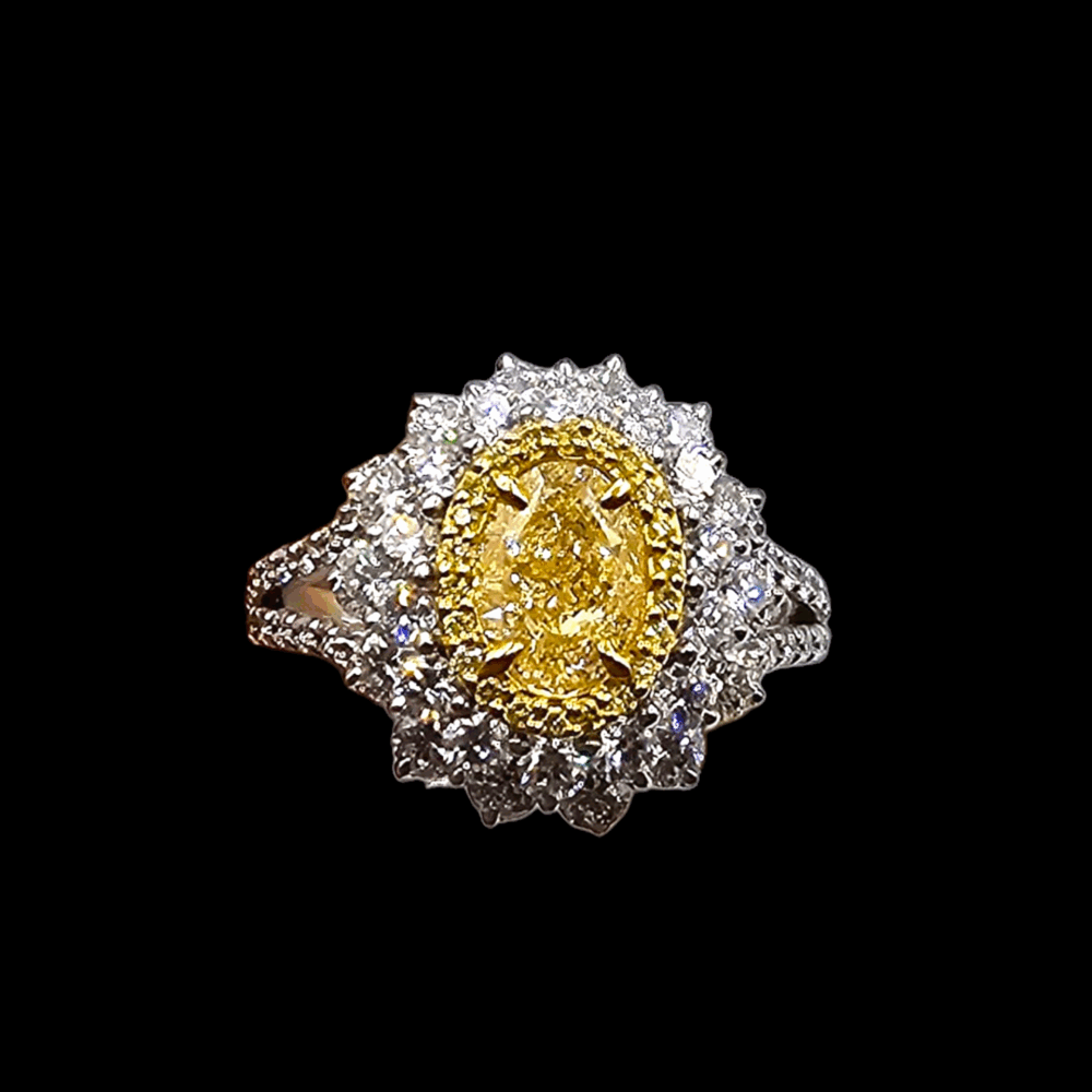Ring mit gelbem Diamant und Brillanten mit GIA Gutachten – Bild 2