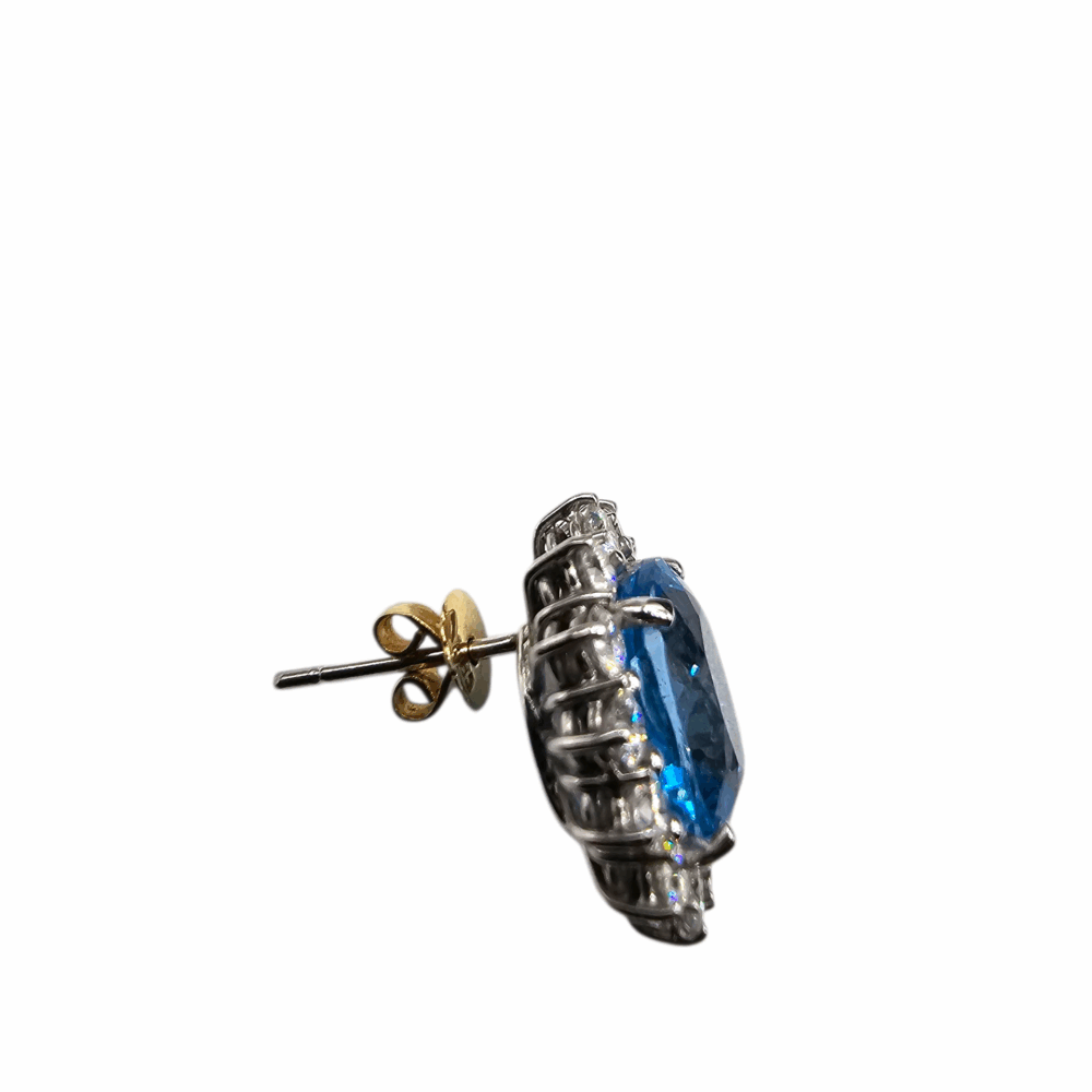 Tansanit Ohrstecker mit Diamanten – Bild 2