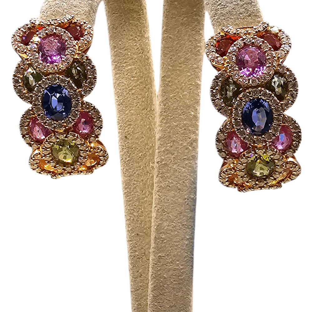 Multi Saphir Ohrringe mit Brillanten