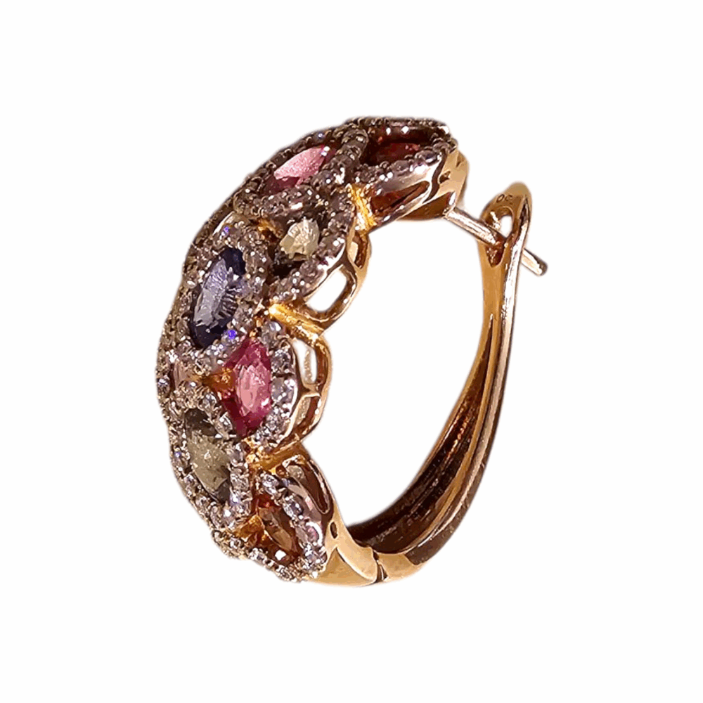 Multi Saphir Ohrringe mit Brillanten – Bild 3