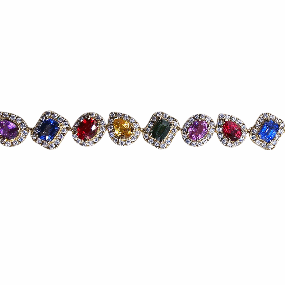 Multi-Saphir Armband mit Brillanten – Bild 2