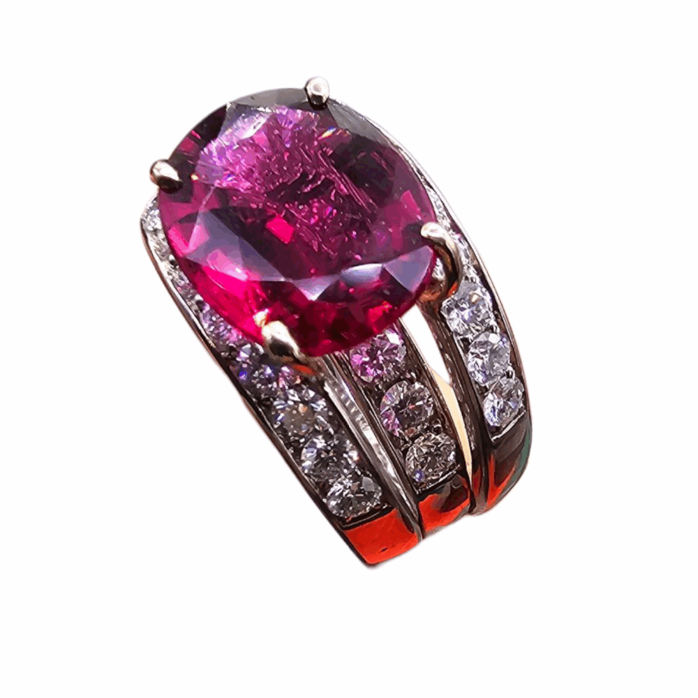 Rubellit Ring mit Brillanten (Paladium 950)