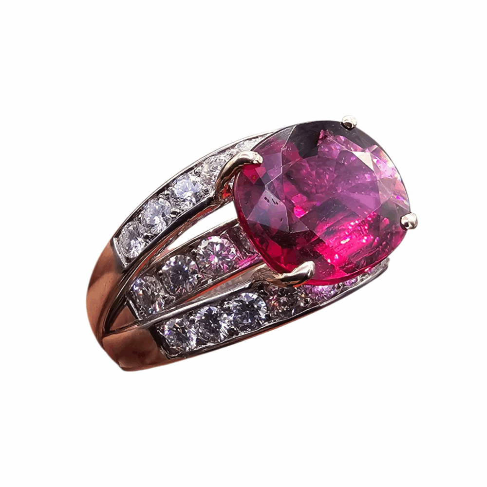 Rubellit Ring mit Brillanten (Paladium 950) – Bild 2